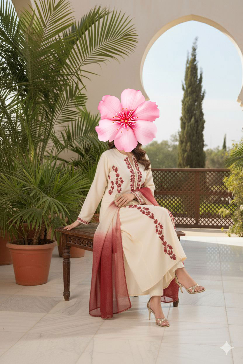 3pc Unstitched Pure Lawn Heavy Embroidered Suit