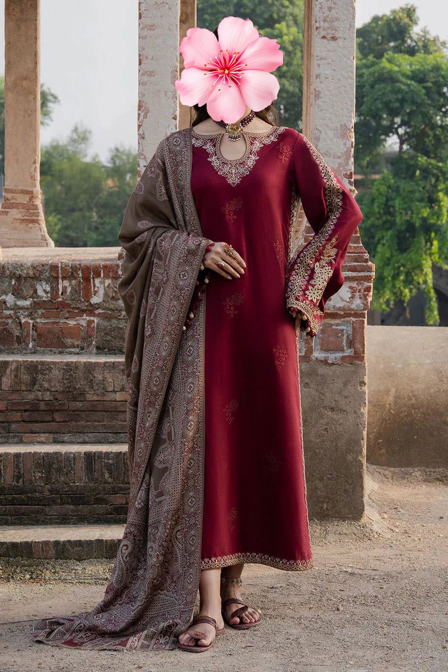 3pc Unstitched Pure Lawn Heavy Embroidered Suit