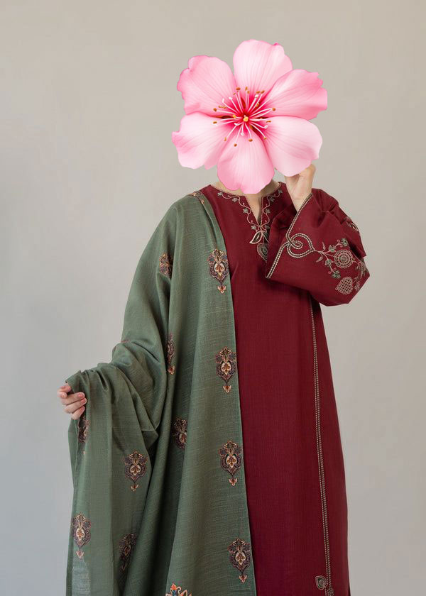 3pc Unstitched Pure Lawn Heavy Embroidered Suit
