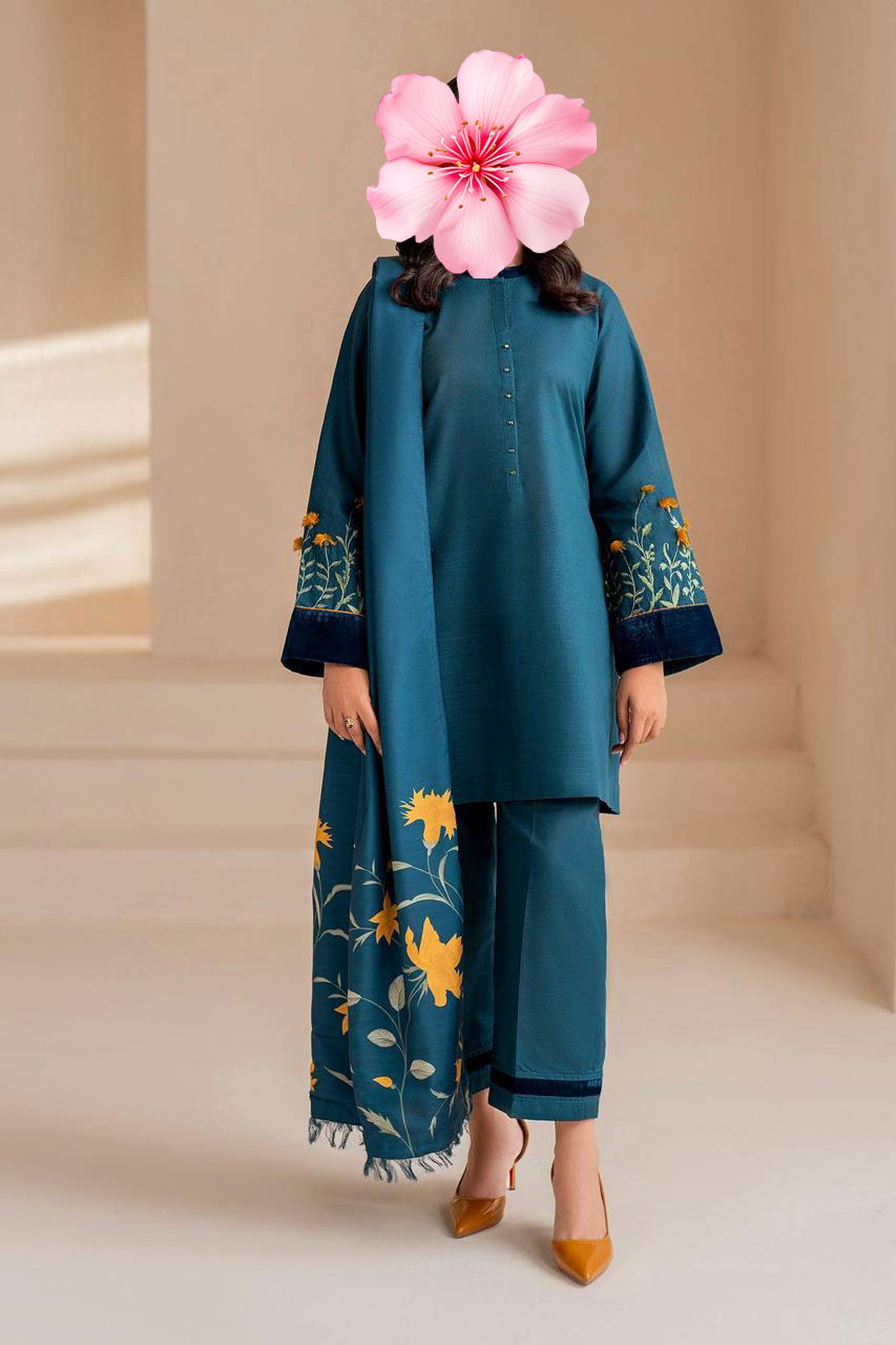3pc Unstitched Pure Lawn Heavy Embroidered Suit