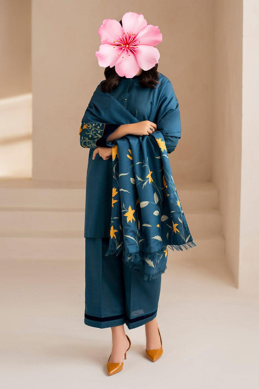 3pc Unstitched Pure Lawn Heavy Embroidered Suit