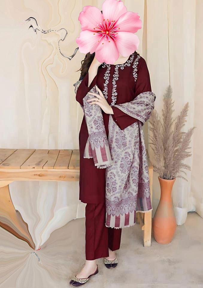3pc Unstitched Pure Lawn Heavy Embroidered Suit