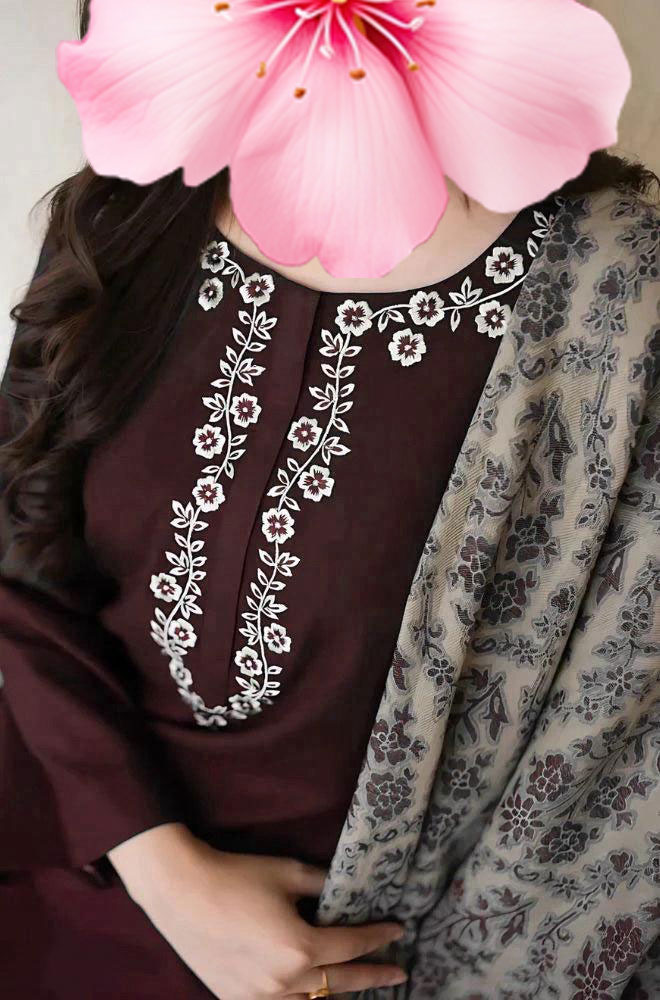 3pc Unstitched Pure Lawn Heavy Embroidered Suit