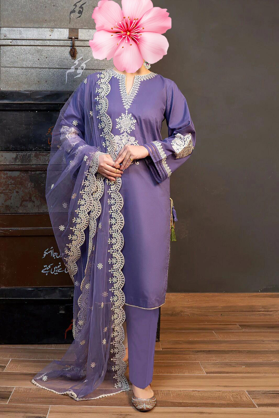 3pc Unstitched Pure Lawn Heavy Embroidered Suit