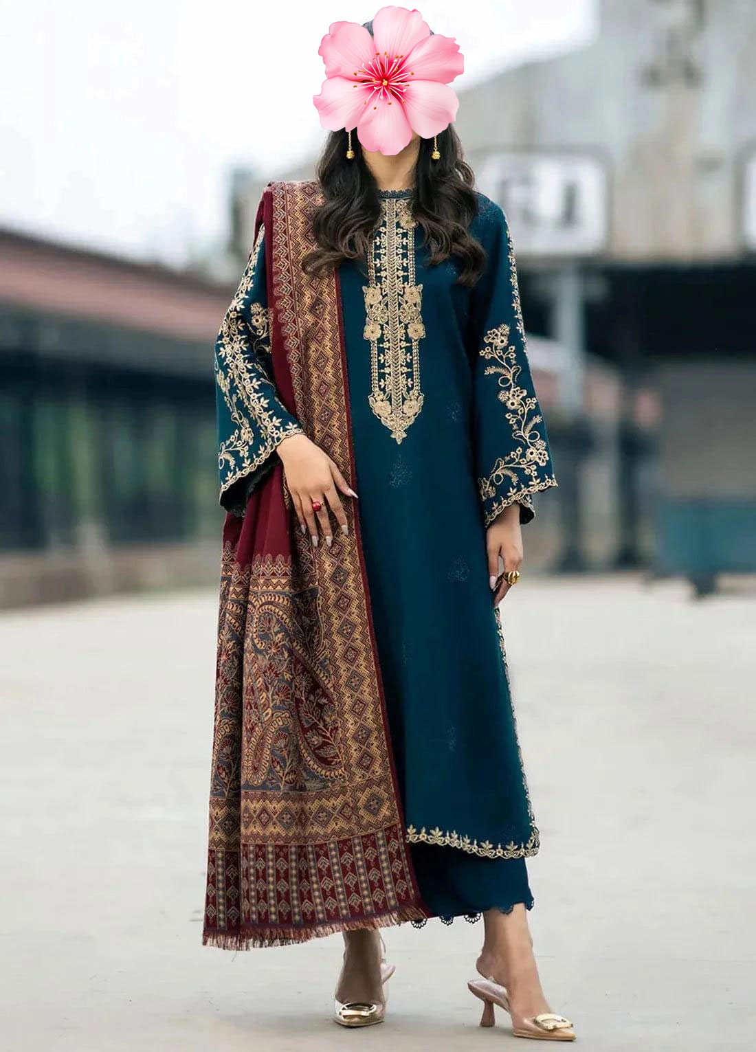 3pc Unstitched Pure Lawn Heavy Embroidered Suit