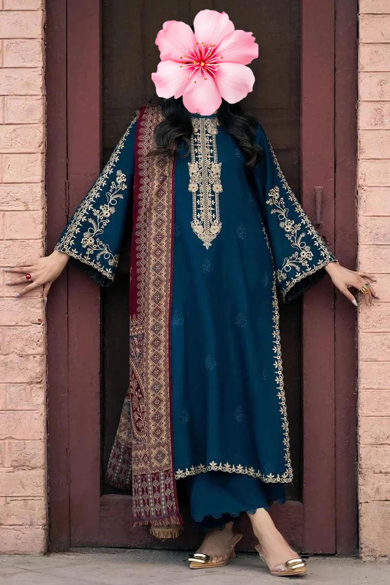 3pc Unstitched Pure Lawn Heavy Embroidered Suit