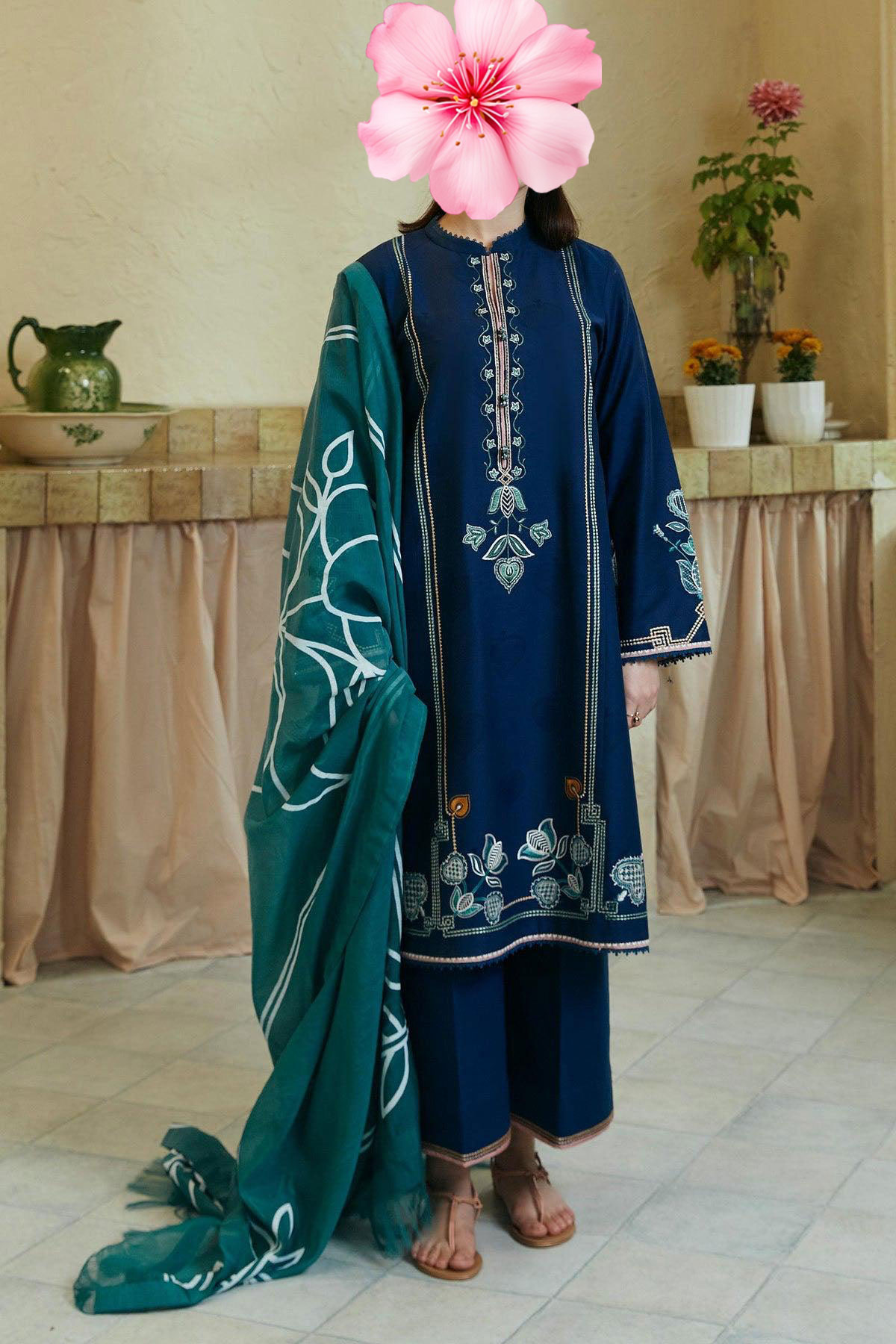 3pc Unstitched Pure Lawn Heavy Embroidered Suit