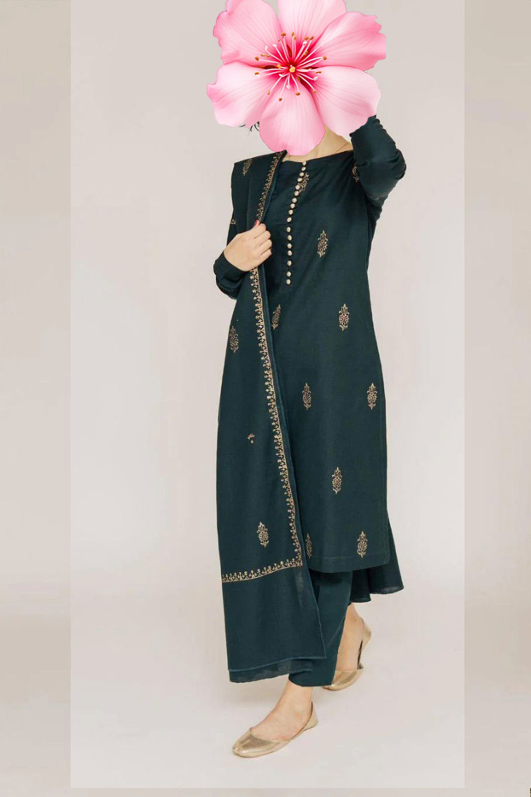 3pc Unstitched Pure Lawn Heavy Embroidered Suit