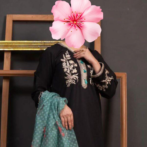 3pc Unstitched Pure Lawn Heavy Embroidered Suit