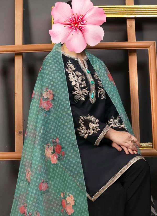 3pc Unstitched Pure Lawn Heavy Embroidered Suit