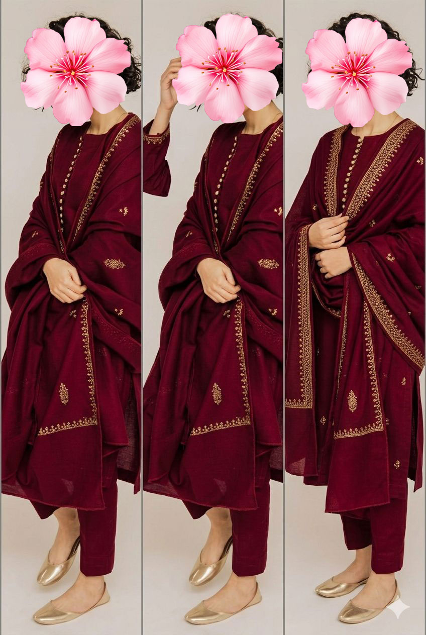 3pc Unstitched Pure Lawn Heavy Embroidered Suit