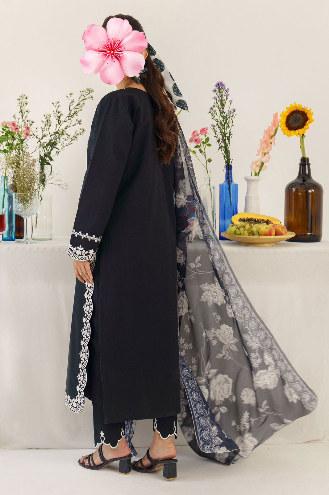 3pc Unstitched Pure Lawn Heavy Embroidered Suit