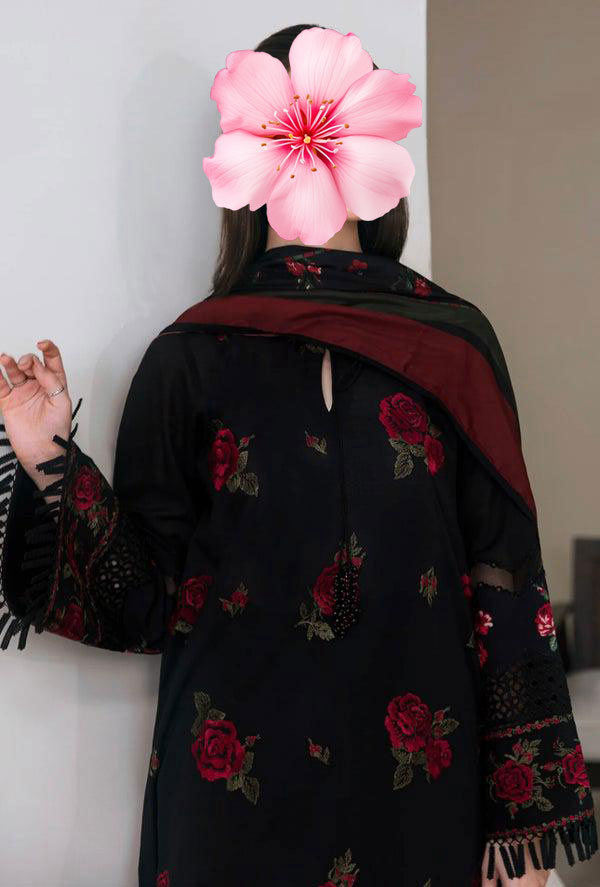 3pc Unstitched Pure Lawn Heavy Embroidered Suit