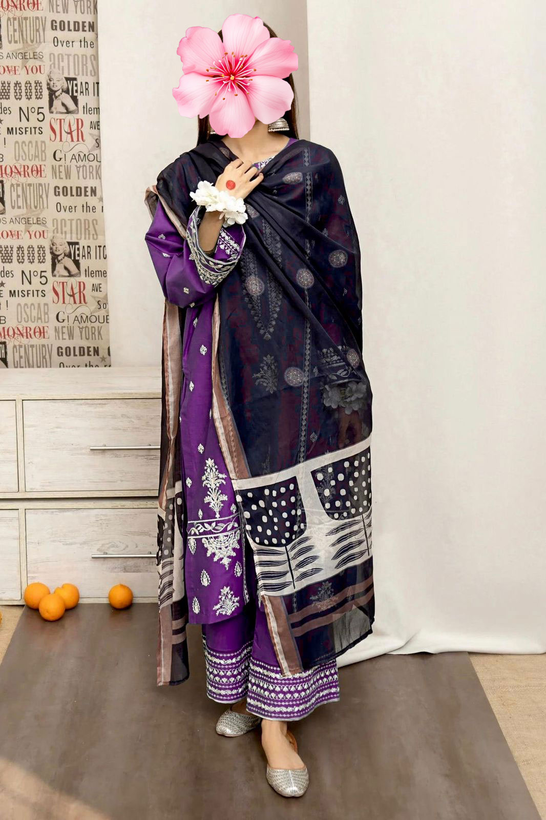 3pc Unstitched Pure Lawn Heavy Embroidered Suit