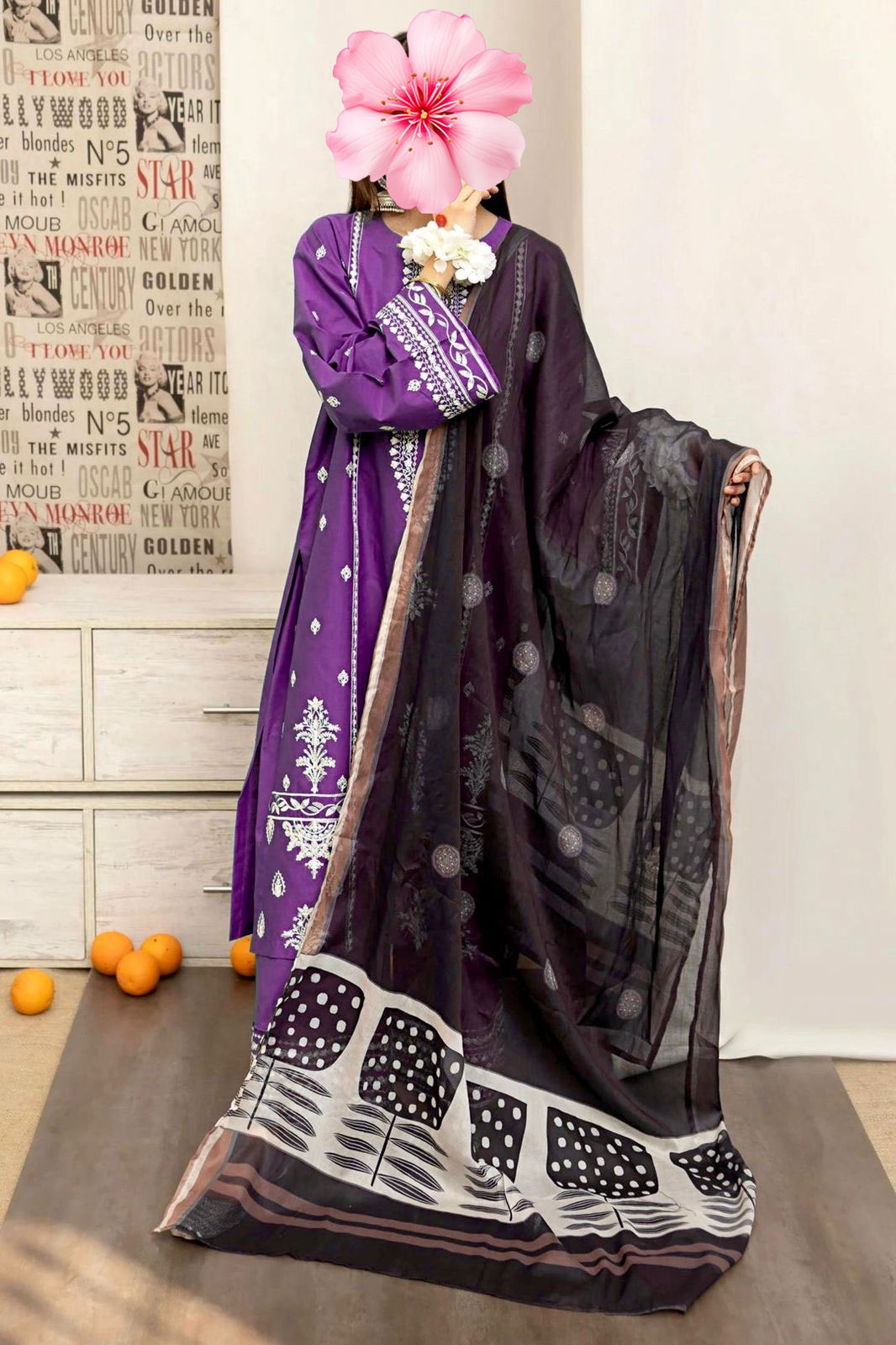3pc Unstitched Pure Lawn Heavy Embroidered Suit