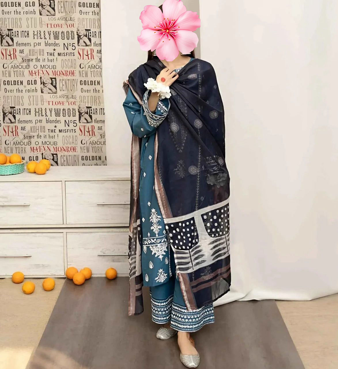 3pc Unstitched Pure Lawn Heavy Embroidered Suit