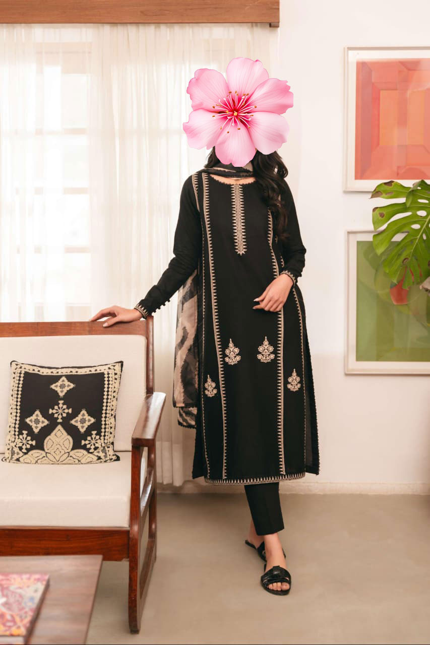 3pc Unstitched Pure Lawn Heavy Embroidered Suit