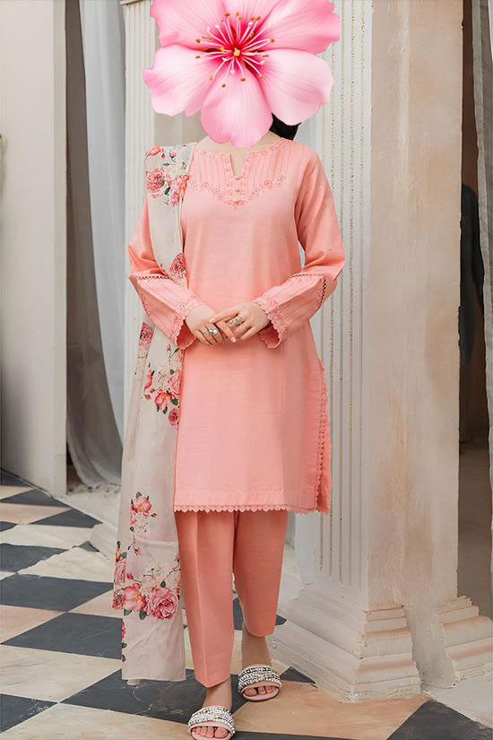 3pc Unstitched Pure Lawn Heavy Embroidered Suit