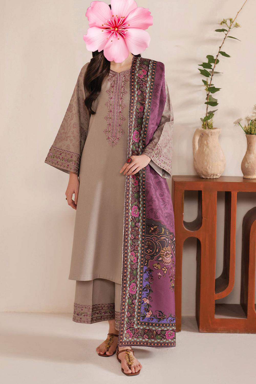 3pc Unstitched Pure Lawn Heavy Embroidered Suit