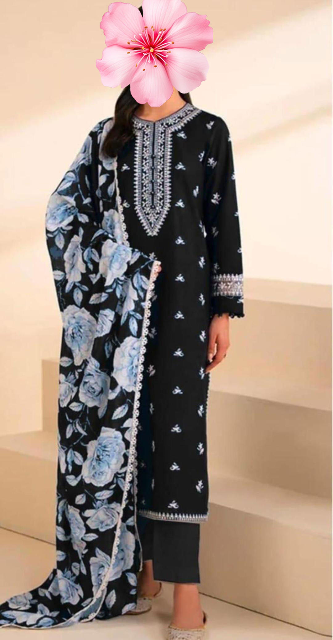 3pc Unstitched Pure Lawn Heavy Embroidered Suit