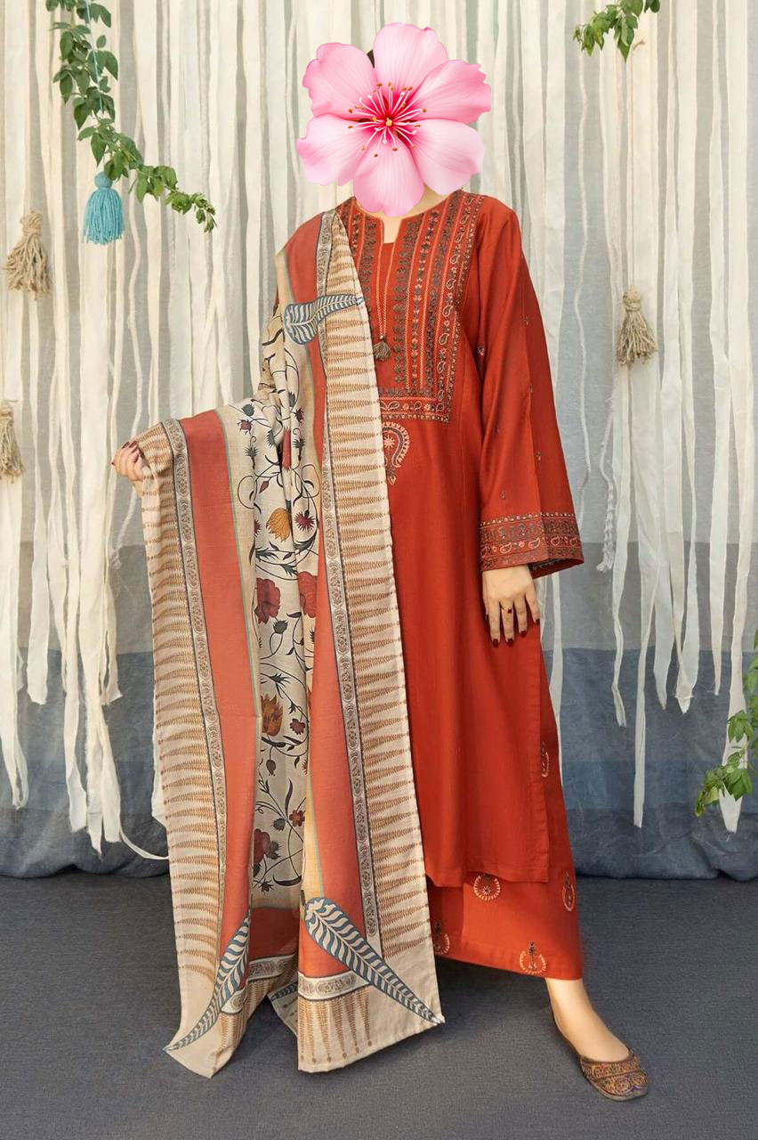3pc Unstitched Pure Lawn Heavy Embroidered Suit
