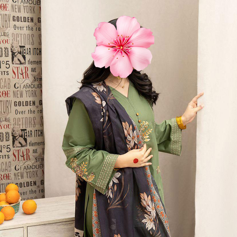 3pc Unstitched Pure Lawn Heavy Embroidered Suit