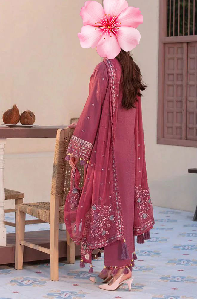 3pc Unstitched Pure Lawn Heavy Embroidered Suit