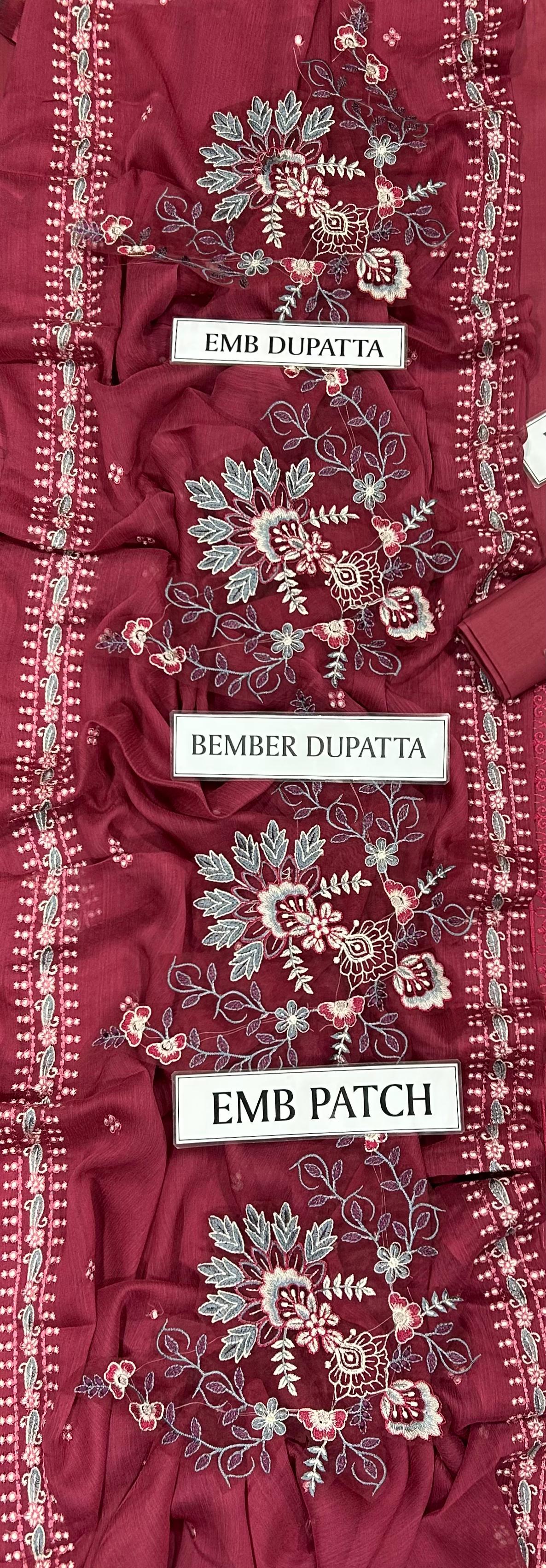 3pc Unstitched Pure Lawn Heavy Embroidered Suit