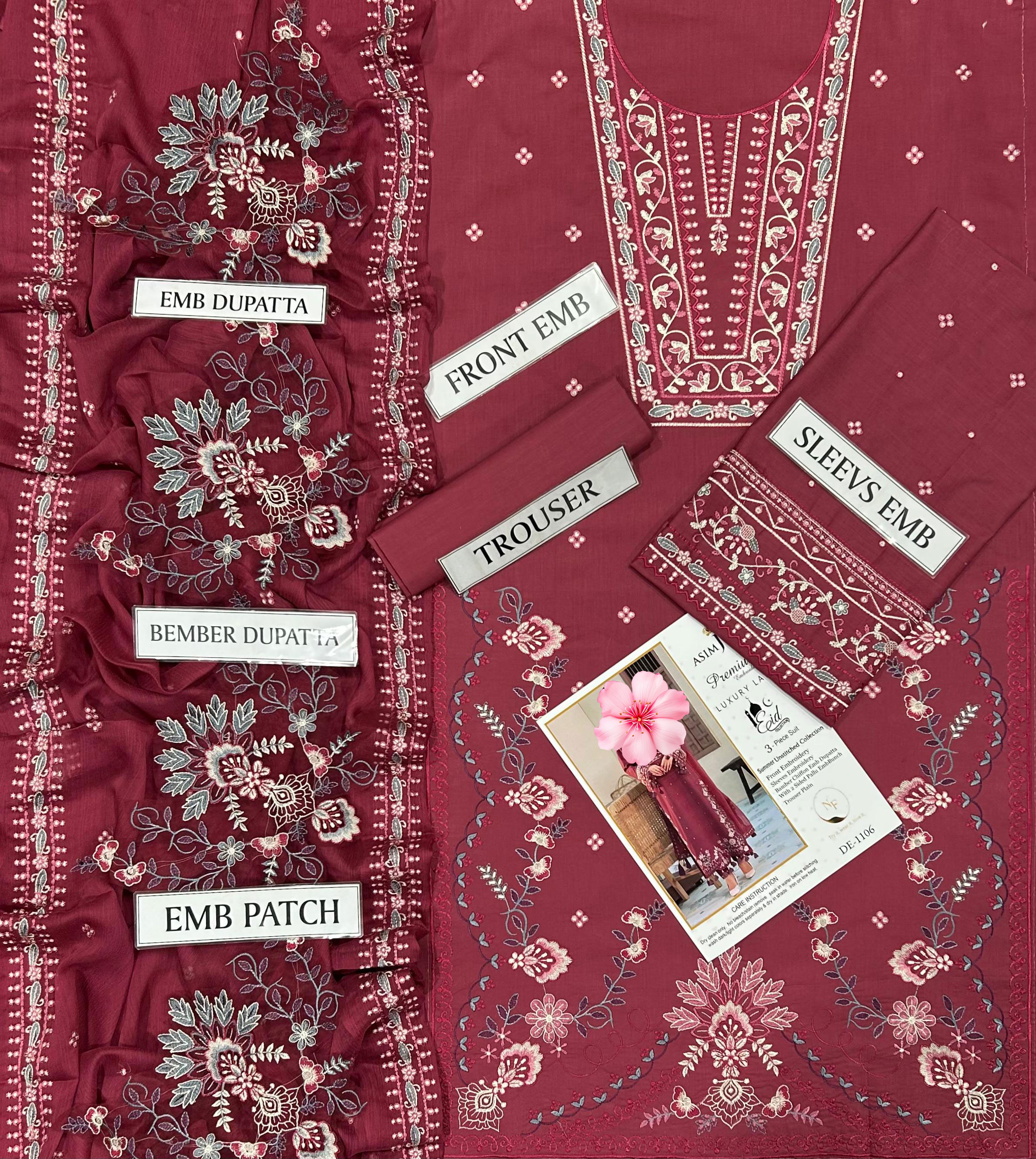 3pc Unstitched Pure Lawn Heavy Embroidered Suit