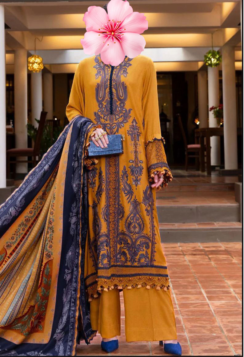 3pc Unstitched Pure Lawn Heavy Embroidered Suit