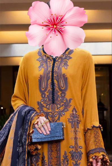 3pc Unstitched Pure Lawn Heavy Embroidered Suit