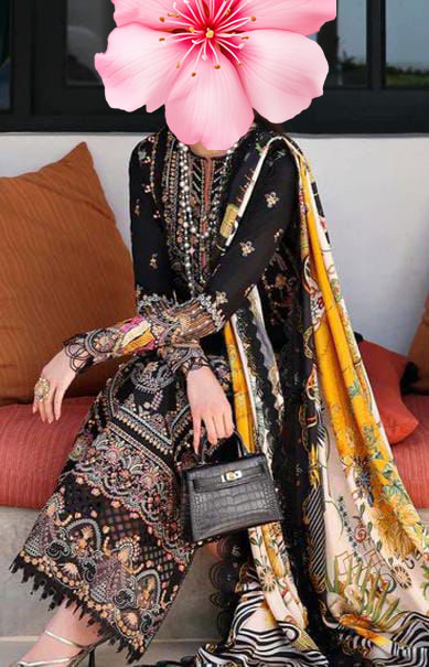 3pc Unstitched Pure Lawn Heavy Embroidered Suit