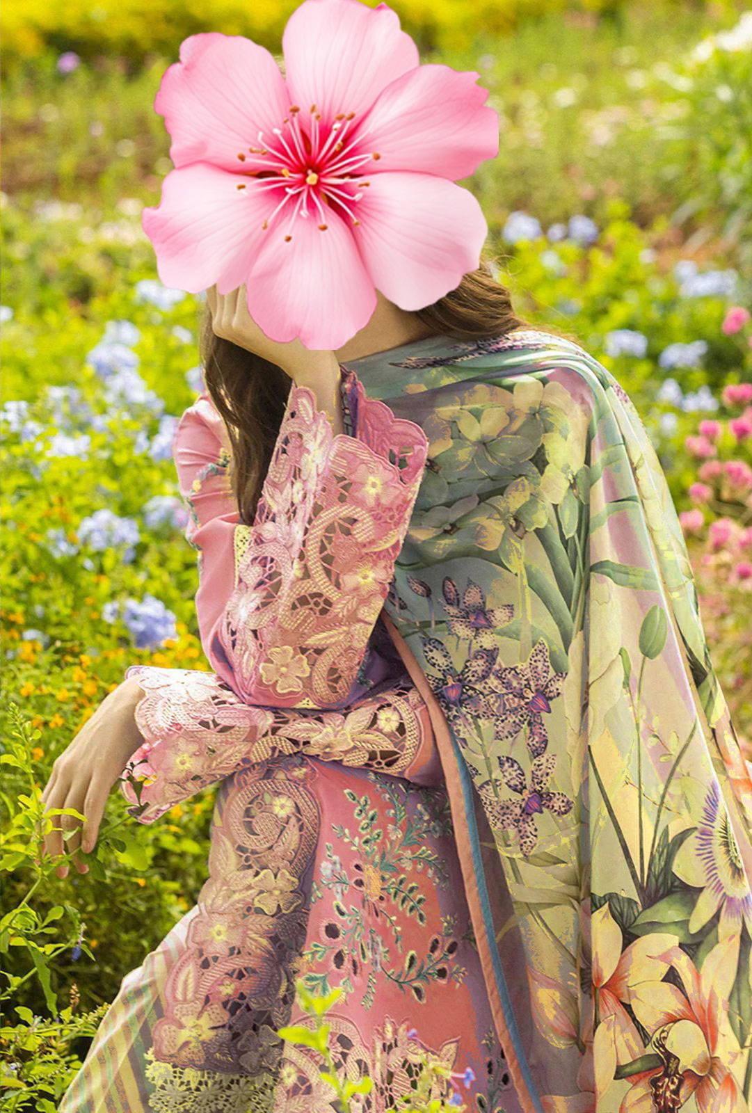 3pc Unstitched Pure Lawn Heavy Embroidered Suit