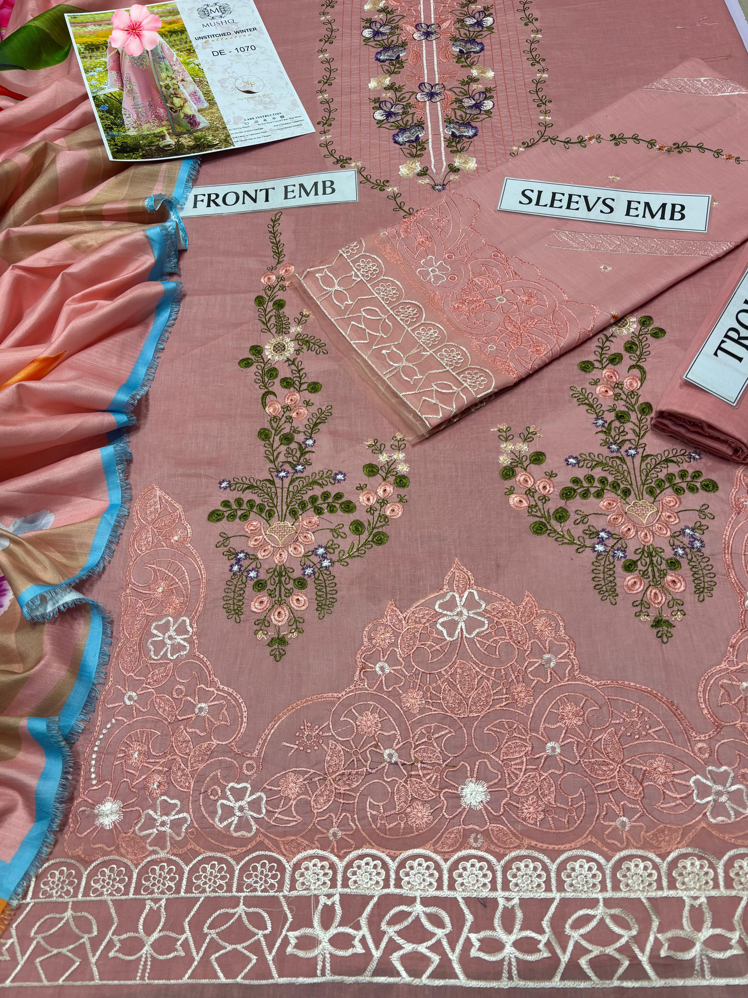 3pc Unstitched Pure Lawn Heavy Embroidered Suit