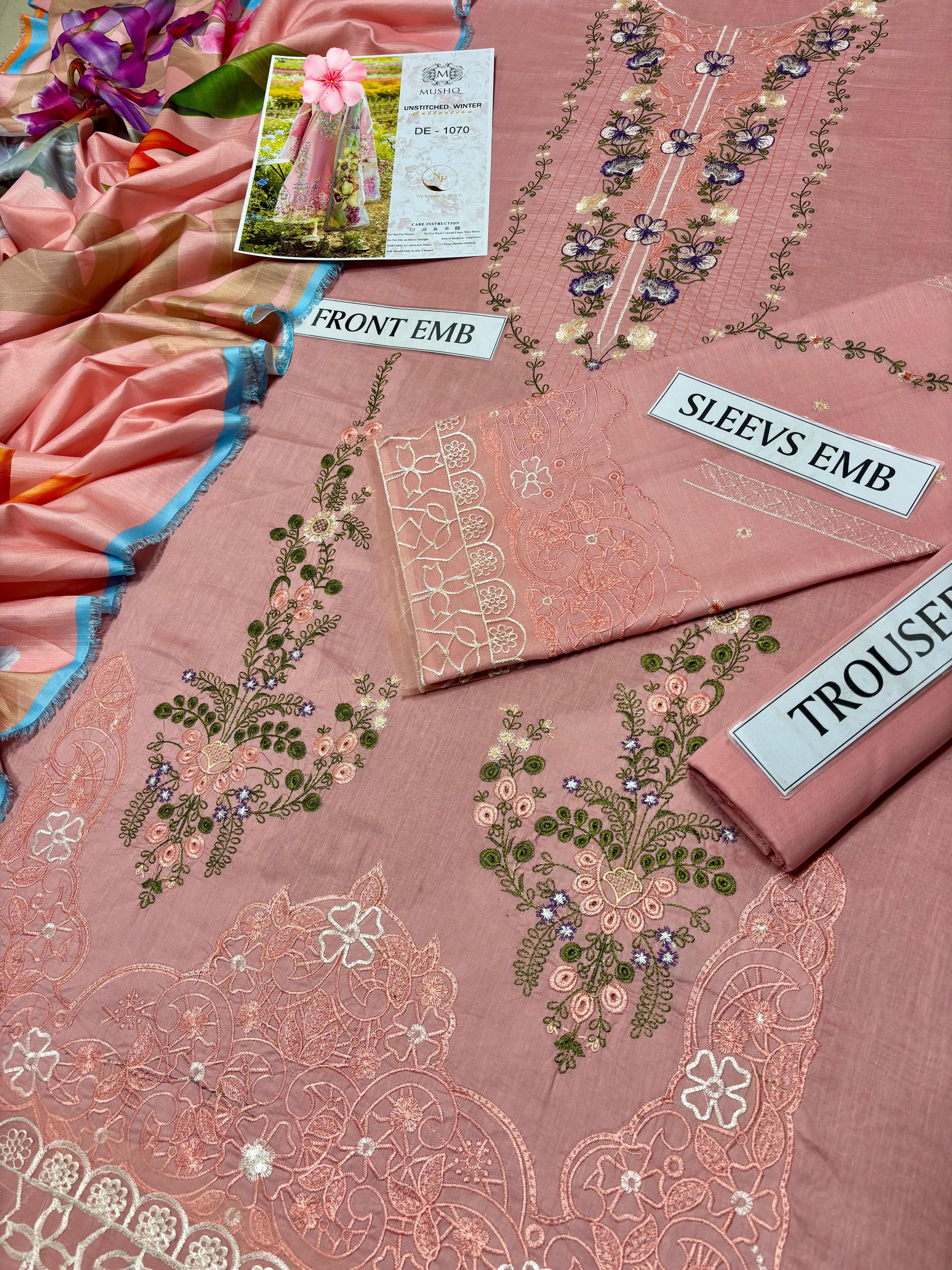 3pc Unstitched Pure Lawn Heavy Embroidered Suit