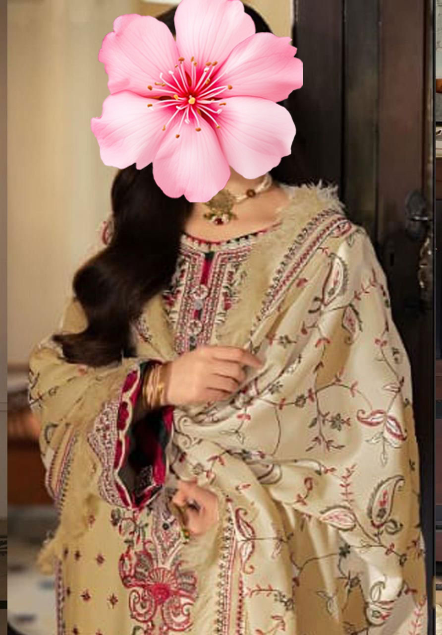 3pc Unstitched Pure Lawn Heavy Embroidered Suit