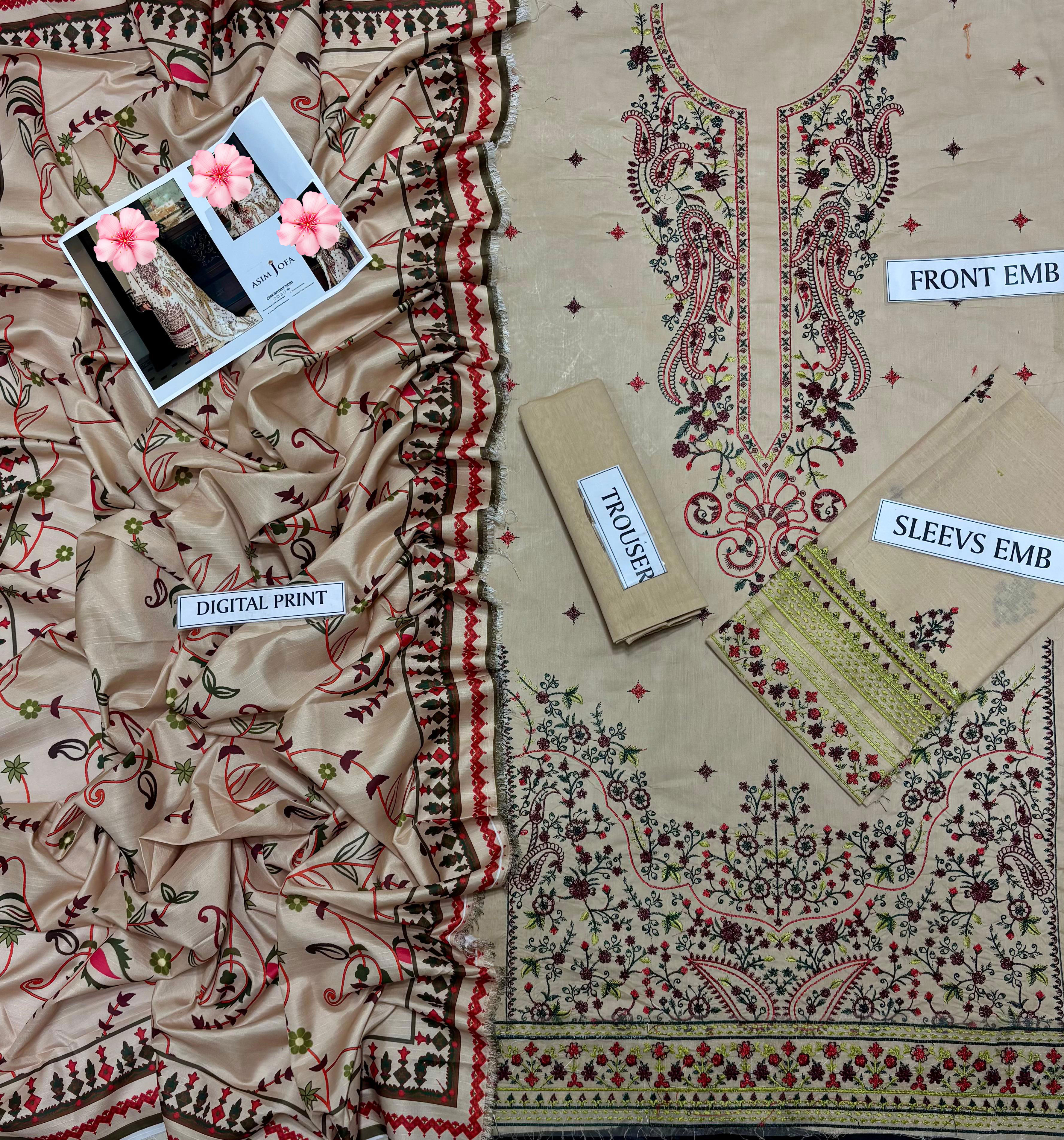 3pc Unstitched Pure Lawn Heavy Embroidered Suit