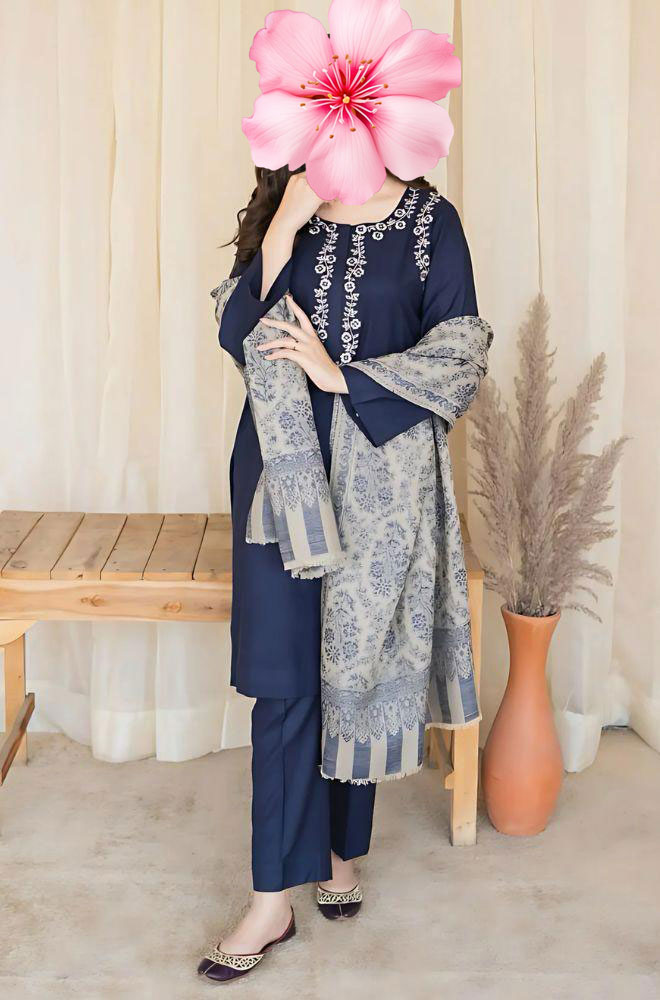 3pc Unstitched Pure Lawn Heavy Embroidered Suit