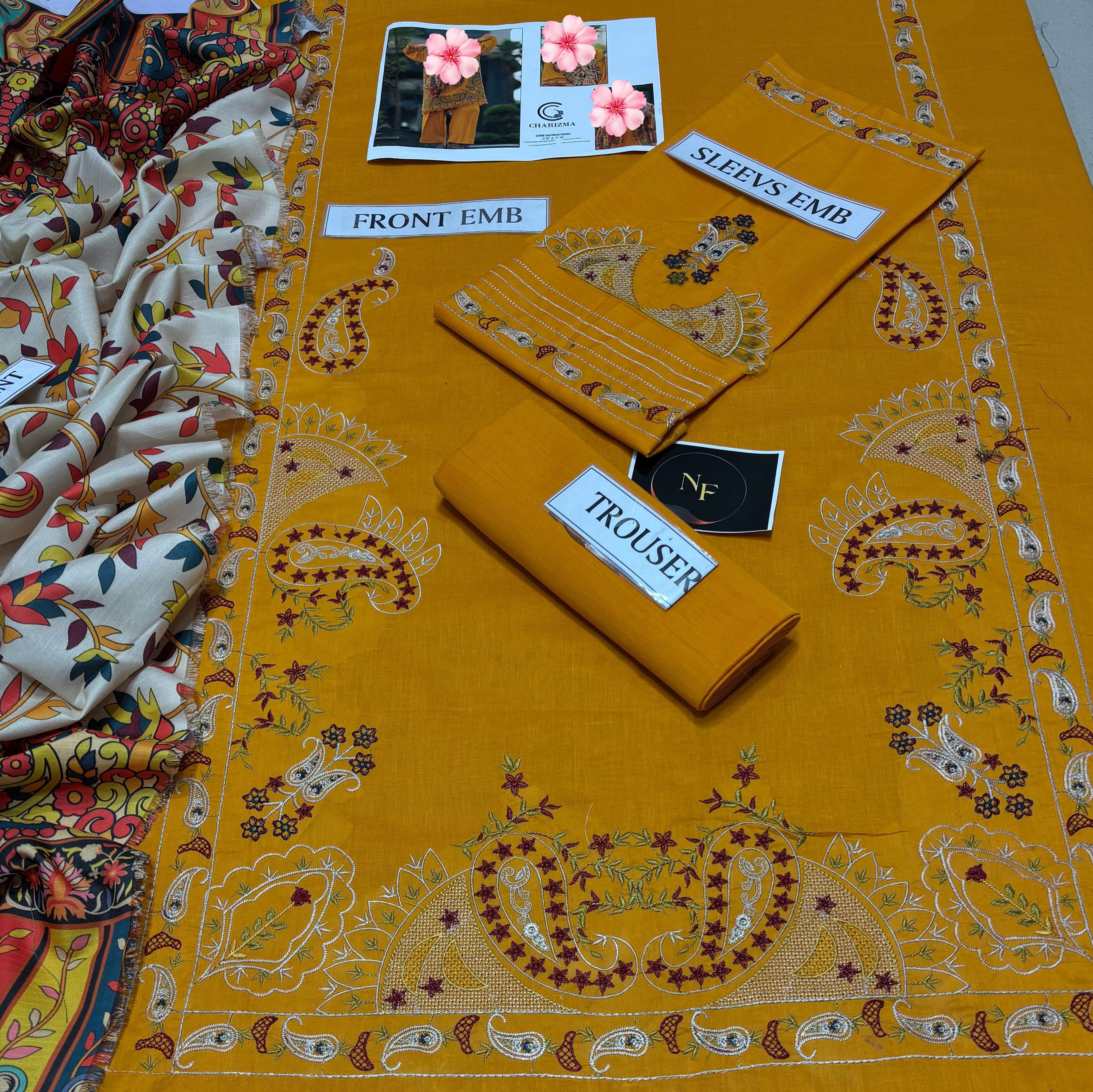 3pc Unstitched Pure Lawn Heavy Embroidered Suit