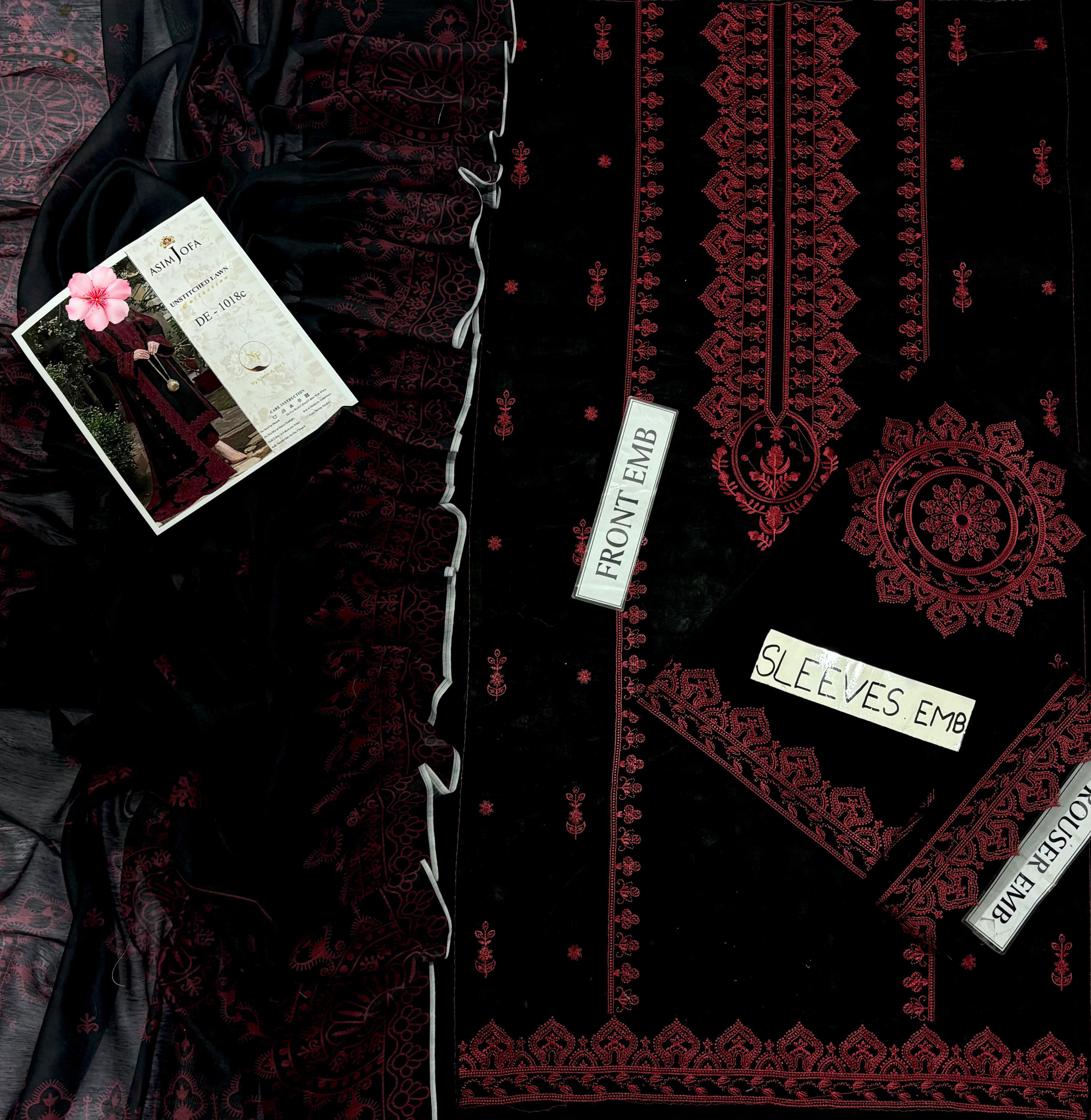 3pc Unstitched Pure Lawn Heavy Embroidered Suit