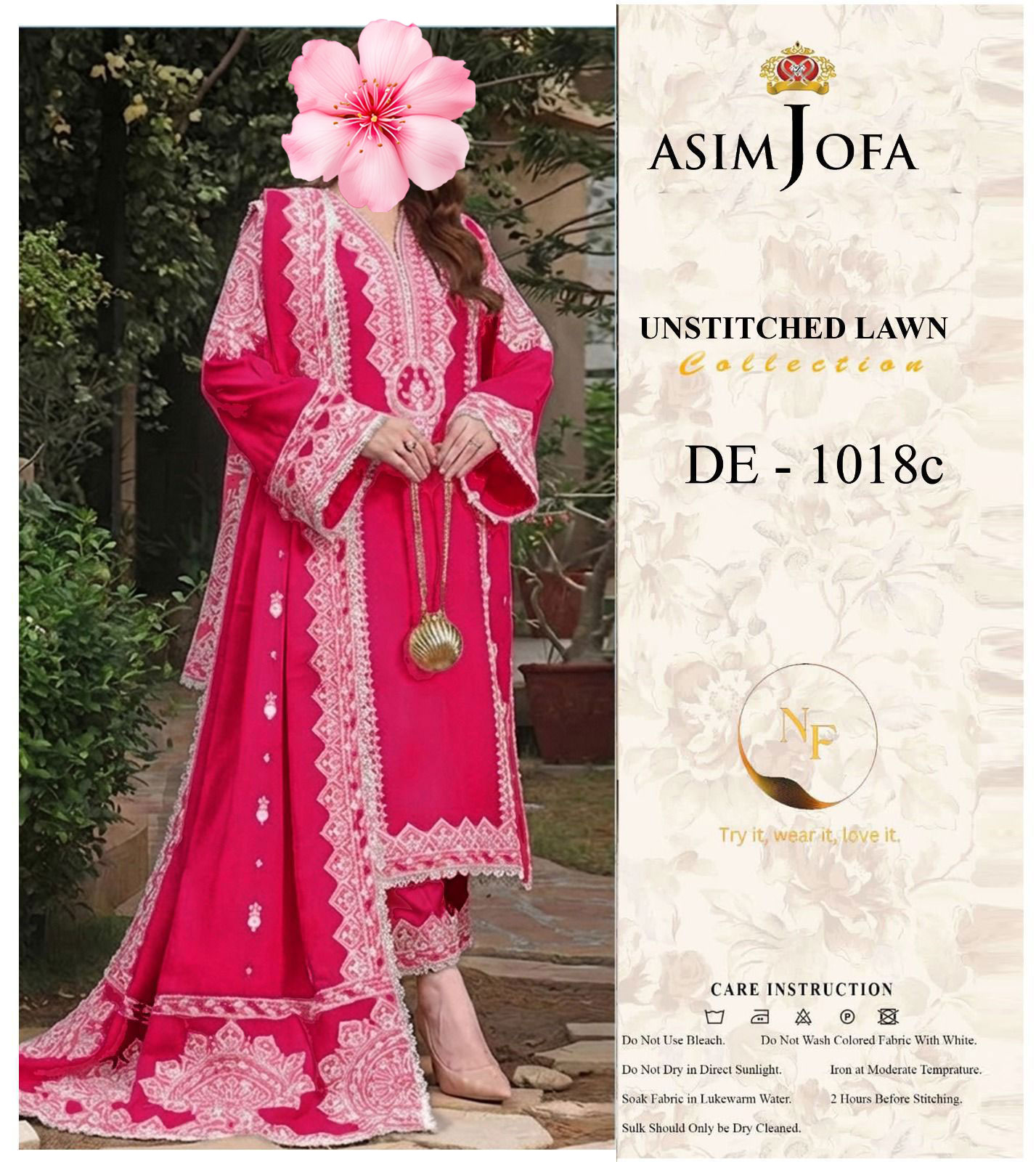 3pc Unstitched Pure Lawn Heavy Embroidered Suit