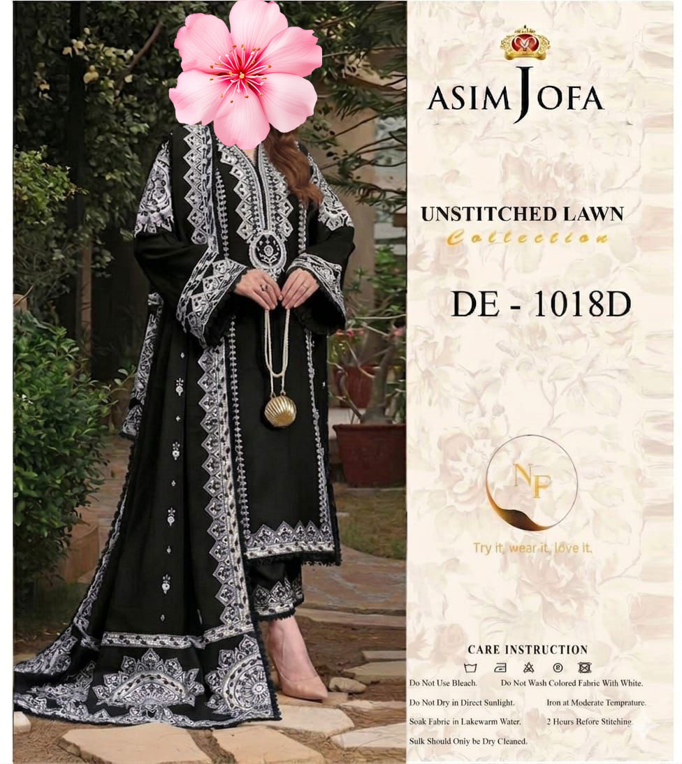 3pc Unstitched Pure Lawn Heavy Embroidered Suit