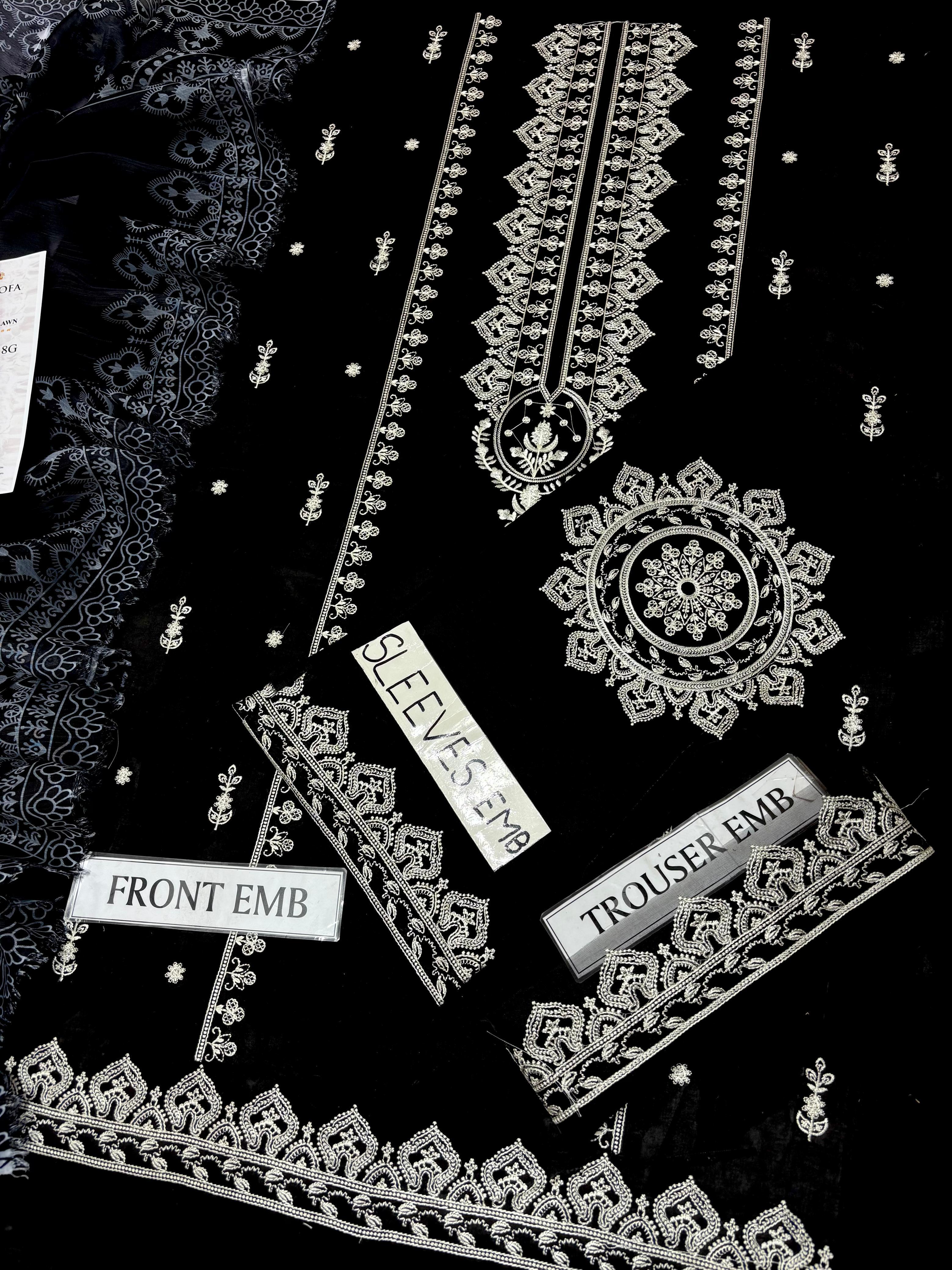 3pc Unstitched Pure Lawn Heavy Embroidered Suit