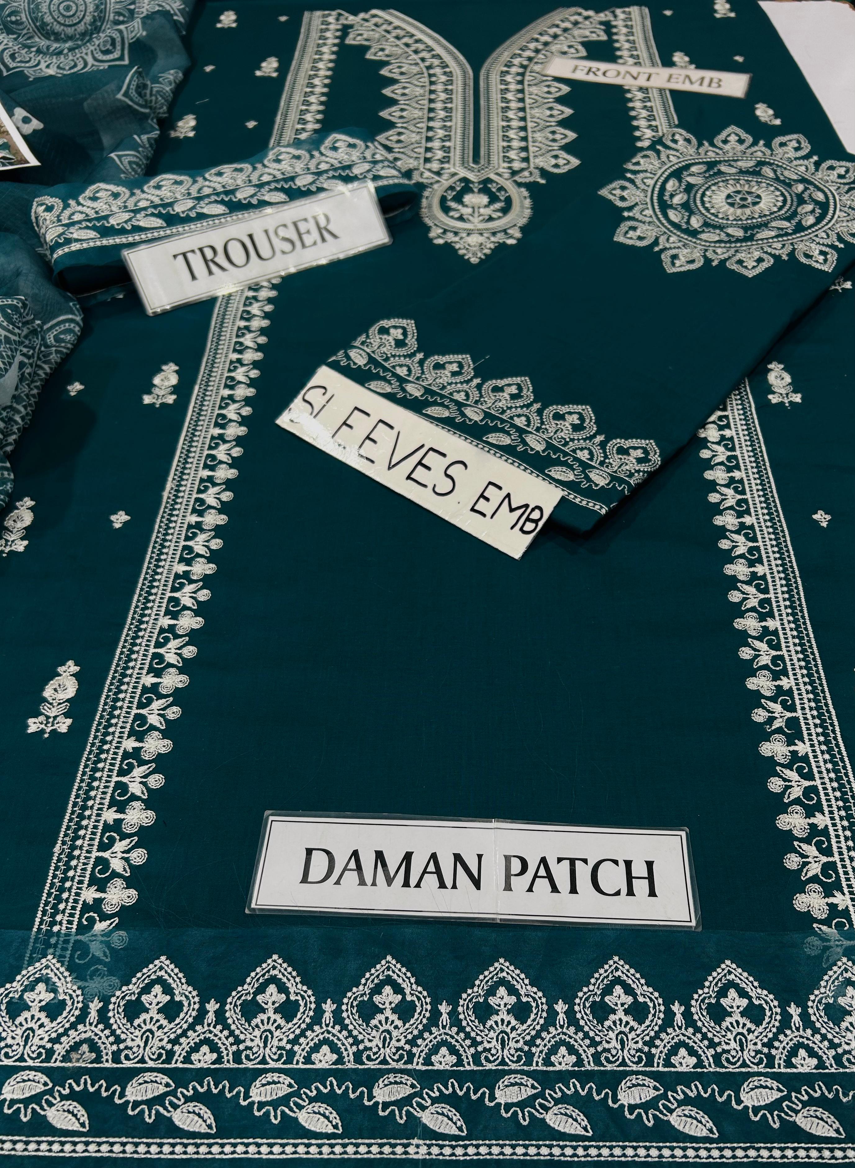 3pc Unstitched Pure Lawn Heavy Embroidered Suit