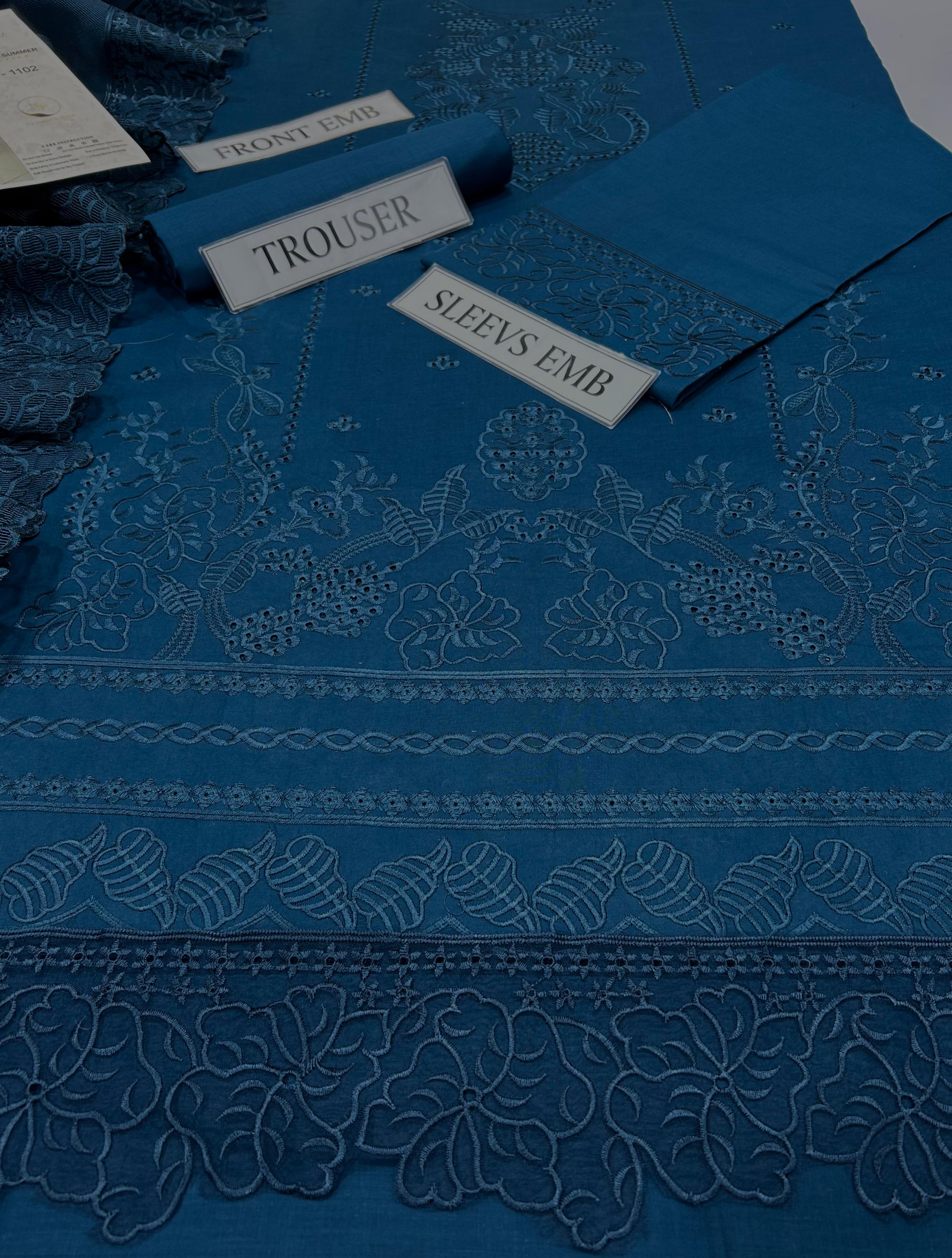 3pc Unstitched Pure Lawn Heavy Embroidered Suit
