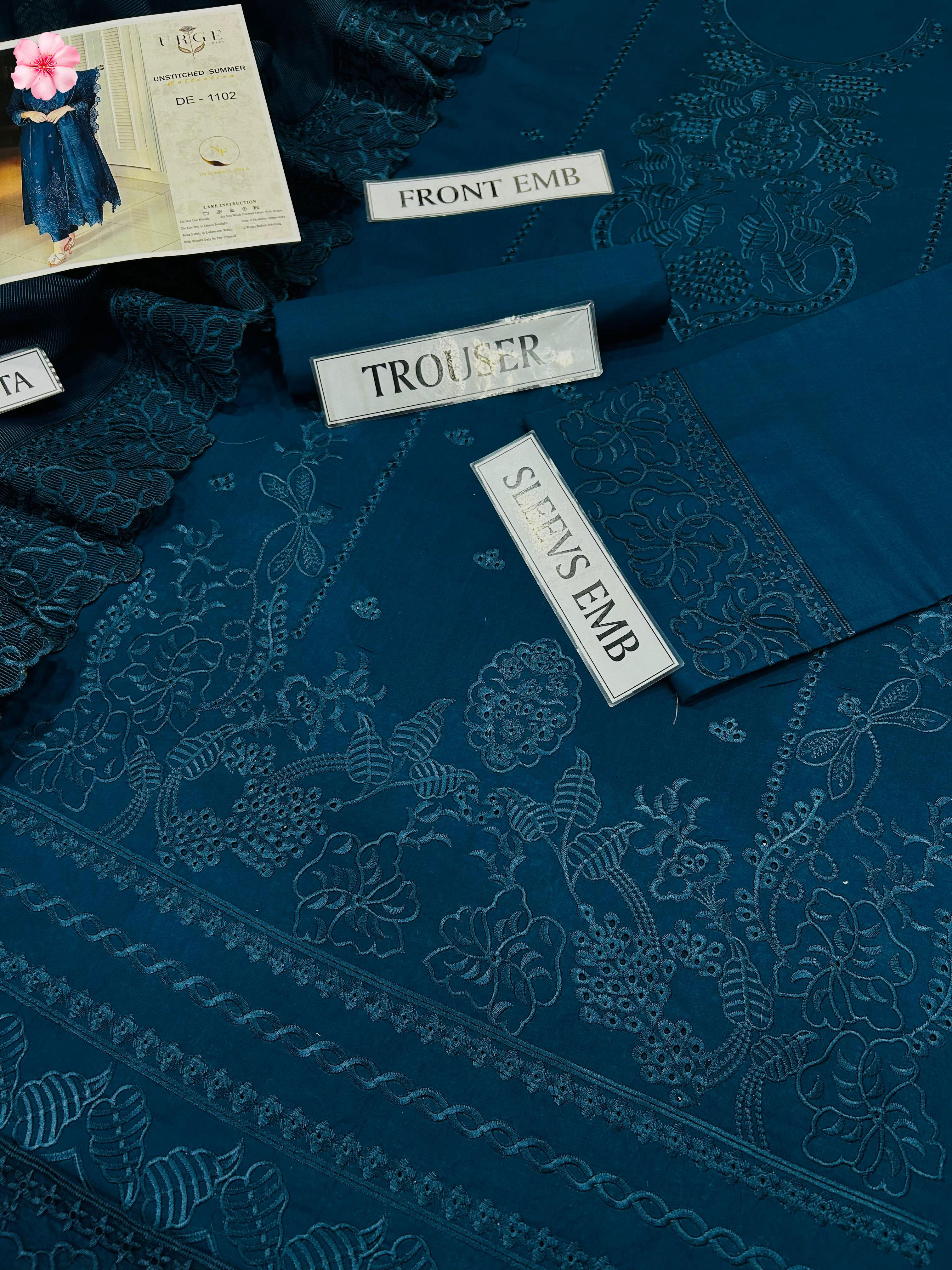 3pc Unstitched Pure Lawn Heavy Embroidered Suit