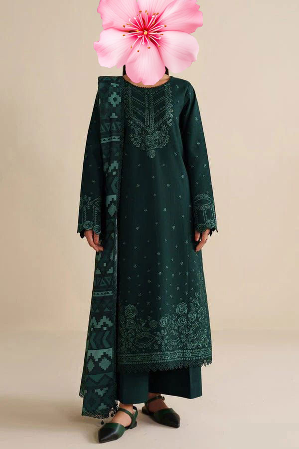 3pc Unstitched Pure Lawn Heavy Embroidered Suit