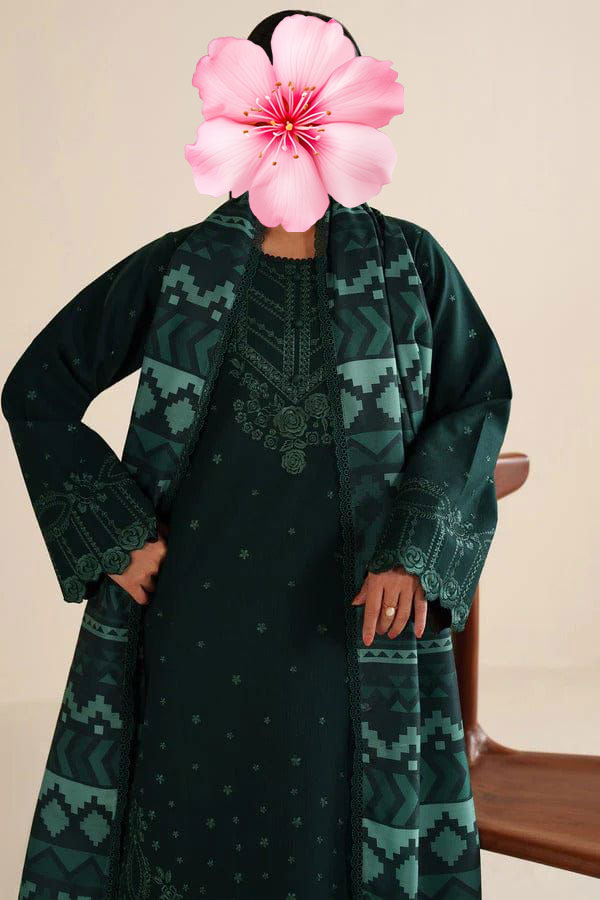 3pc Unstitched Pure Lawn Heavy Embroidered Suit