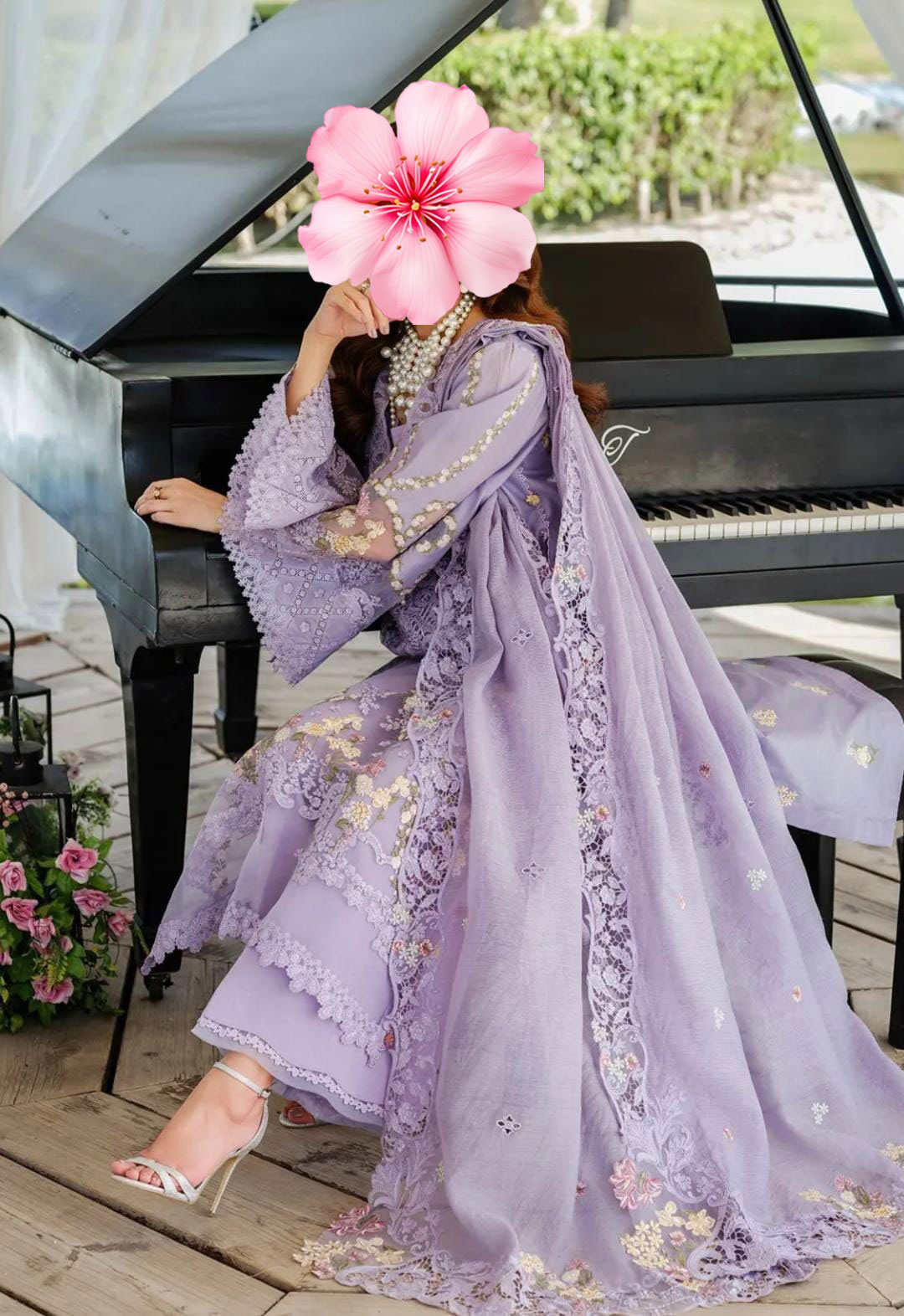 3pc Unstitched Pure Lawn Heavy Embroidered Suit