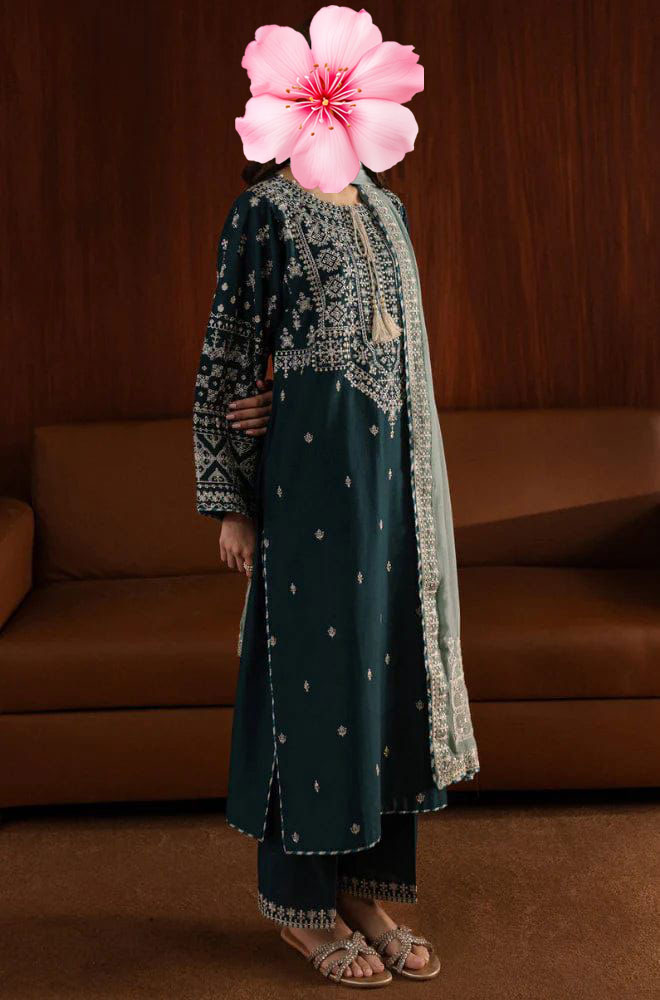 3pc Unstitched Pure Lawn Embroidered Suit